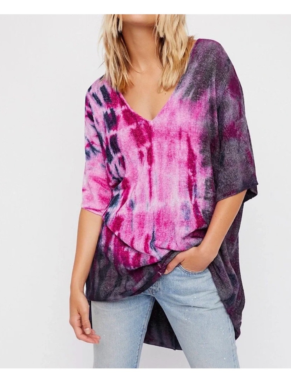 Free People Free People Crushed Galaxy Tie Dye Tunic Top Sz large